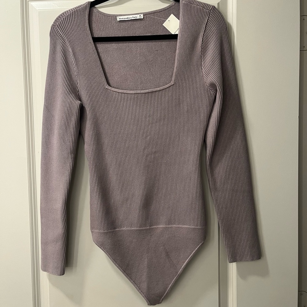 Abercrombie & Fitch Mauve/Purplish-Gray Ribbed Bodysuit